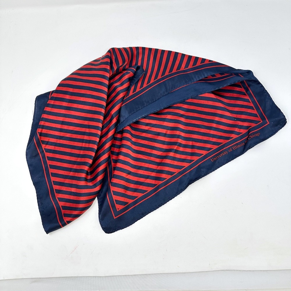 University‎ of Illinois at Chicago Striped Silk Scarf Red Navy 15 x 47